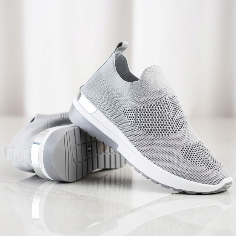 SHELOVET Scarpe da ginnastica senza lacci grigio 1