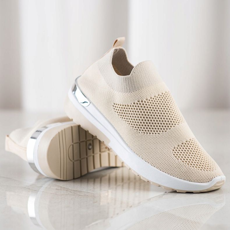SHELOVET Scarpe da ginnastica senza lacci beige 1