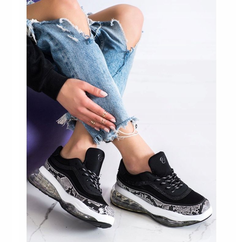 SHELOVET Scarpe Da Ginnastica Su Una Piattaforma Trasparente bianco nero 1