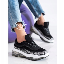 SHELOVET Scarpe Da Ginnastica Su Una Piattaforma Trasparente bianco nero 2