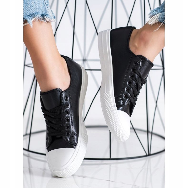 SHELOVET Sneakers Nere Con Ecopelle nero 2