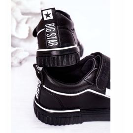 Sneakers In Pelle Per Bambini Con Velcro Big Star HH374029 Nero 1