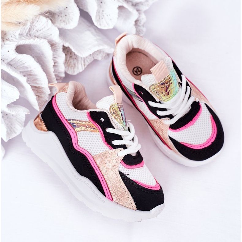 Scarpe Sportive Bambini Sneakers Neon Pink Game Time bianco nero rosa 1