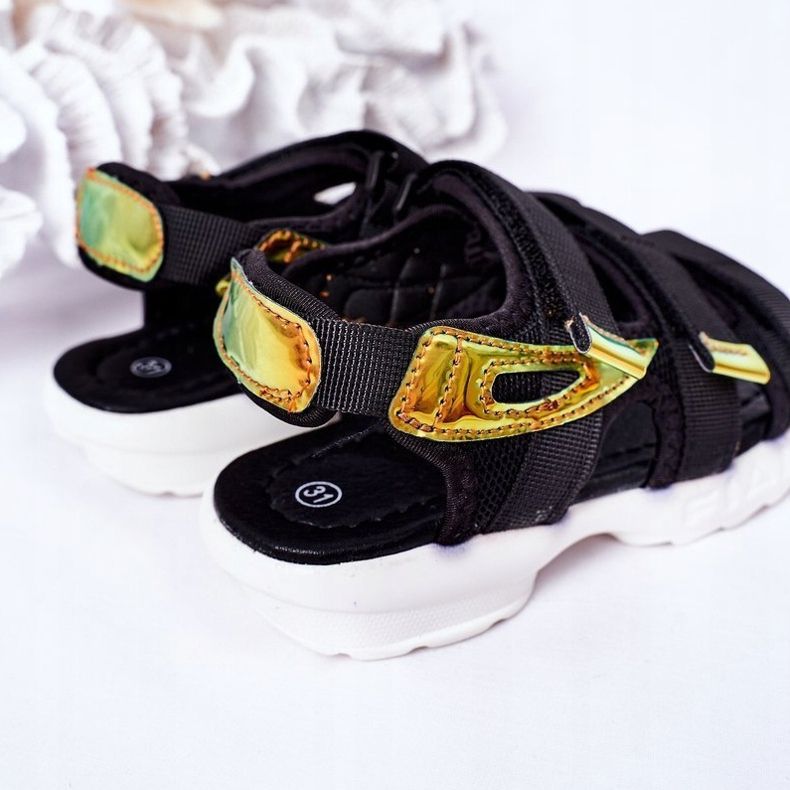 Sandali sportivi da bambino con velcro Black Flyn nero 1