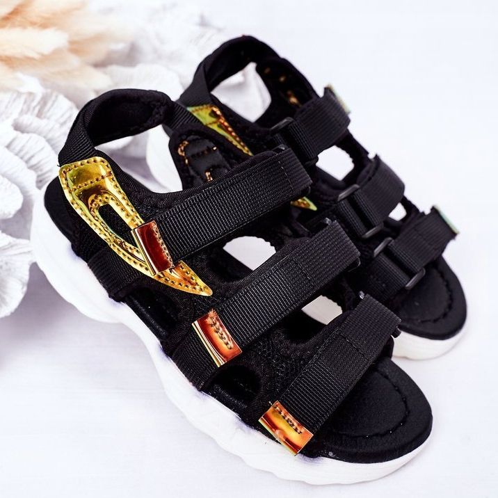 Sandali sportivi da bambino con velcro Black Flyn nero 2