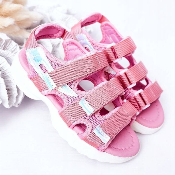 Sandali sportivi da bambino con velcro Pink Flyn rosa 2