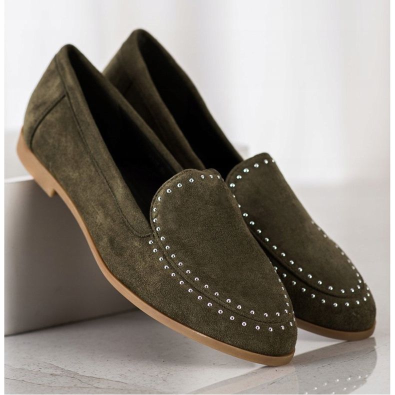 Coura Signori classici in pelle scamosciata verde 2