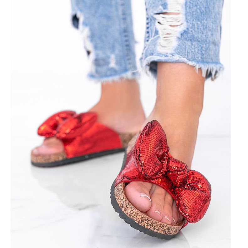 Pantofole rosse con fiocco Norris rosso 1
