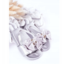 FRROCK Ciabatte Bambina Fiocco Perla Argento Senari grigio 1