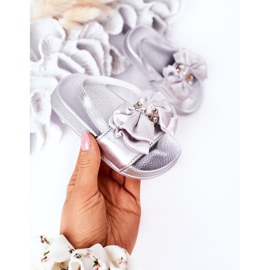 FRROCK Ciabatte Bambina Fiocco Perla Argento Senari grigio 2