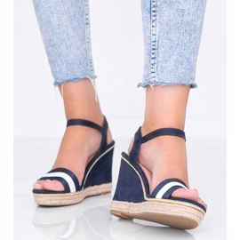 Espadrillas nere sulla zeppa Mona blu navy 1