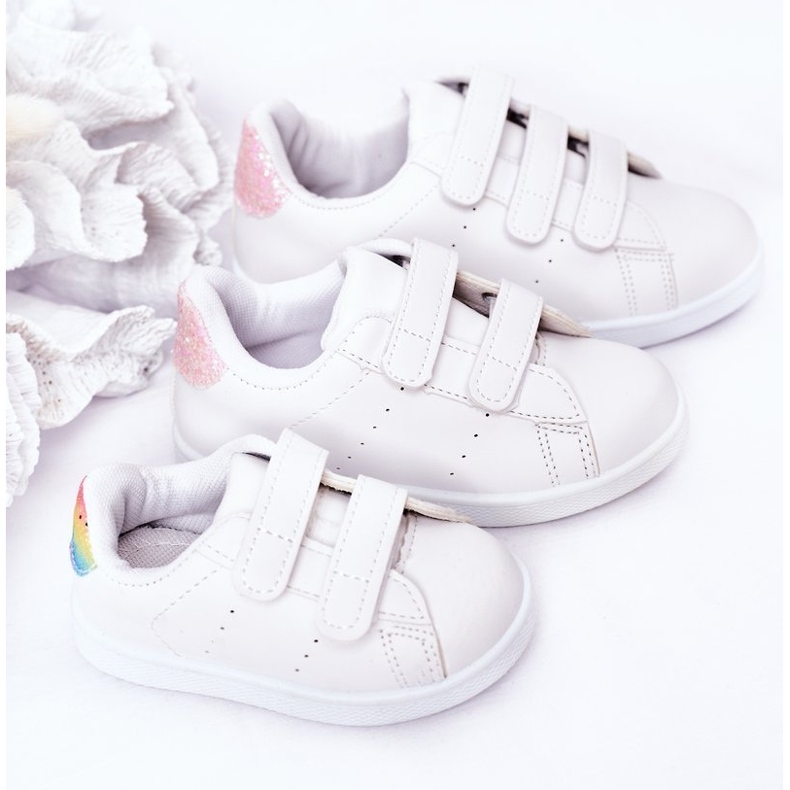 Sneakers Bambini Con Velcro Bianche e Rosa Cute Girl bianca bianca 1