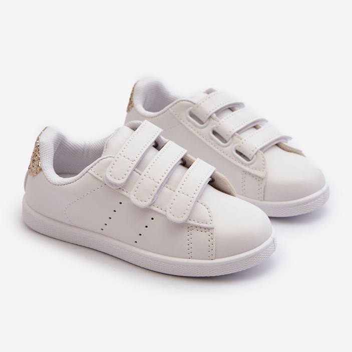 Sneakers Bambini Con Velcro Bianche e Oro Cute Girl bianco bianco 2