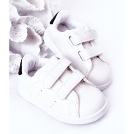 Sneakers da bambino California bianche e nere con velcro bianco 1