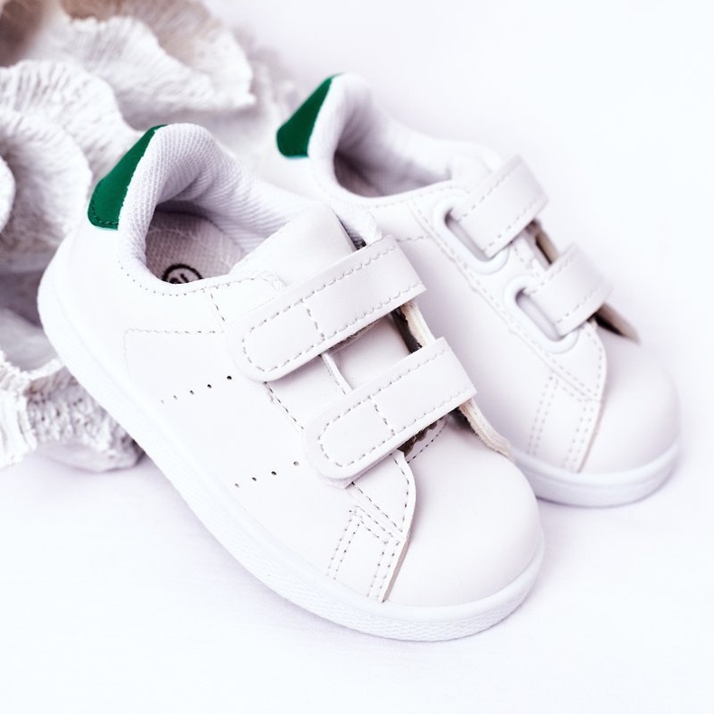 Sneakers da bambino California bianche e verdi con velcro bianca 2
