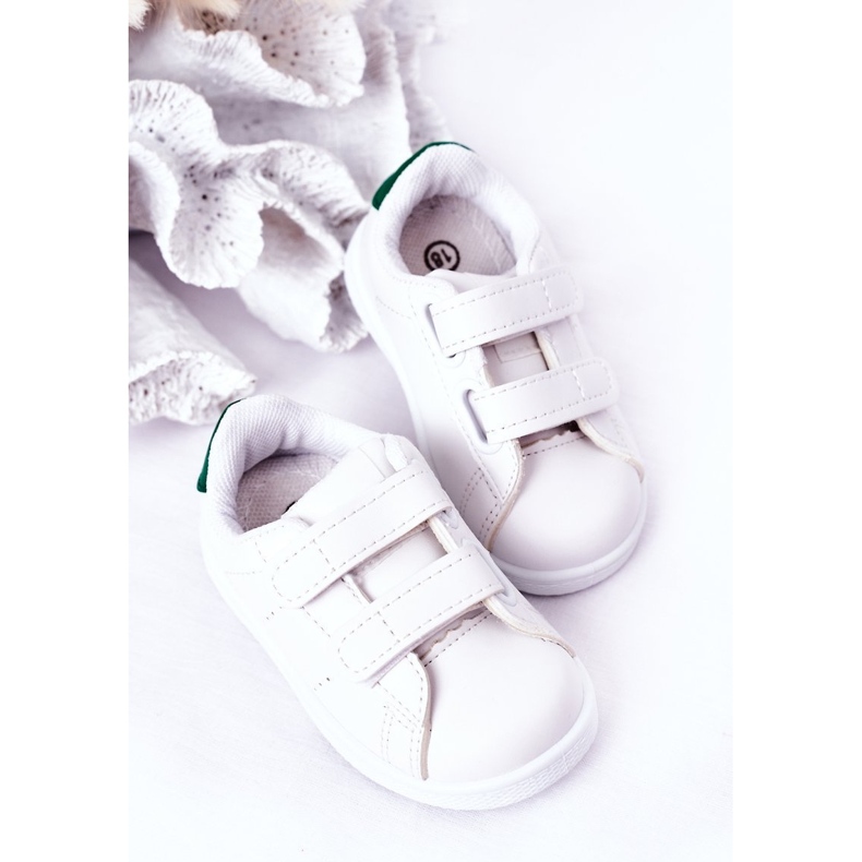 Sneakers da bambino California bianche e verdi con velcro bianco 1