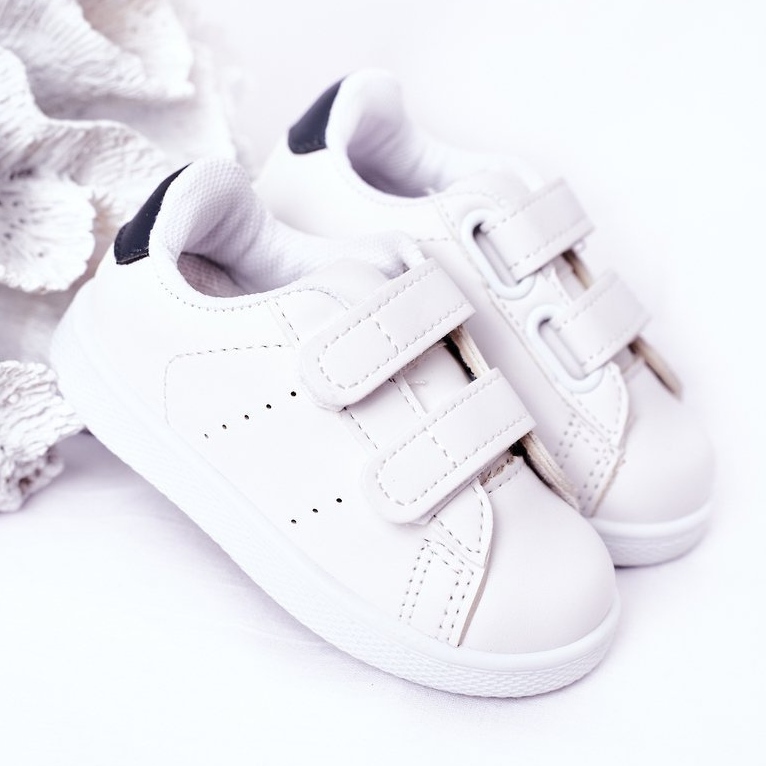 Sneakers da bambino California bianche e blu navy con velcro bianco 2