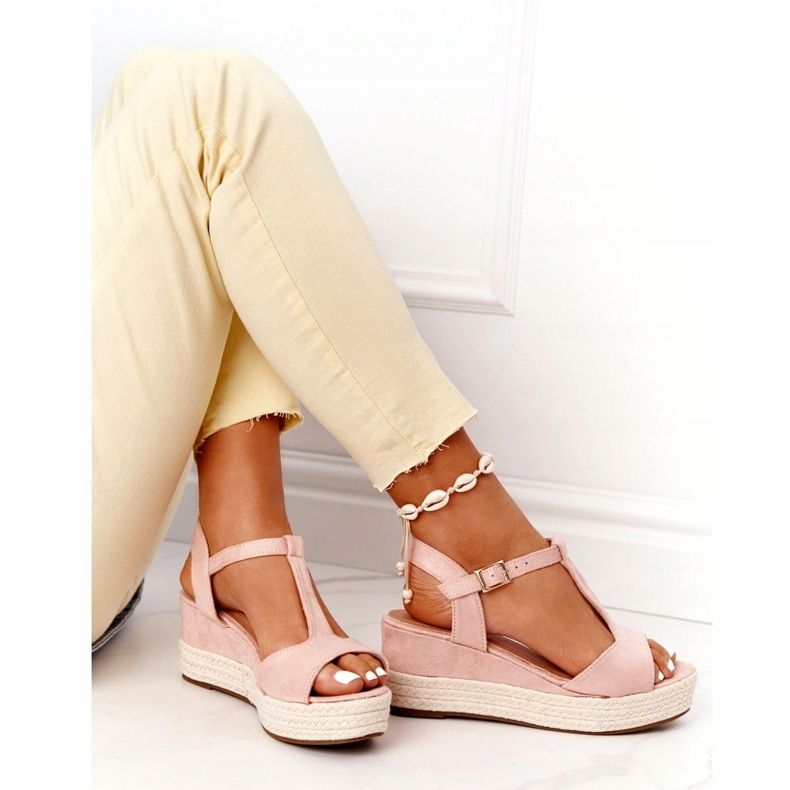 PG1 Sandali con zeppa Graciosa rosa con trecce 5