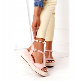 PG1 Sandali con zeppa Graciosa rosa con trecce 2