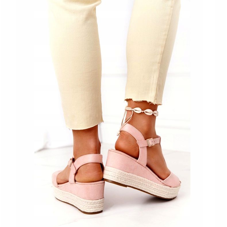 PG1 Sandali con zeppa Graciosa rosa con trecce 3