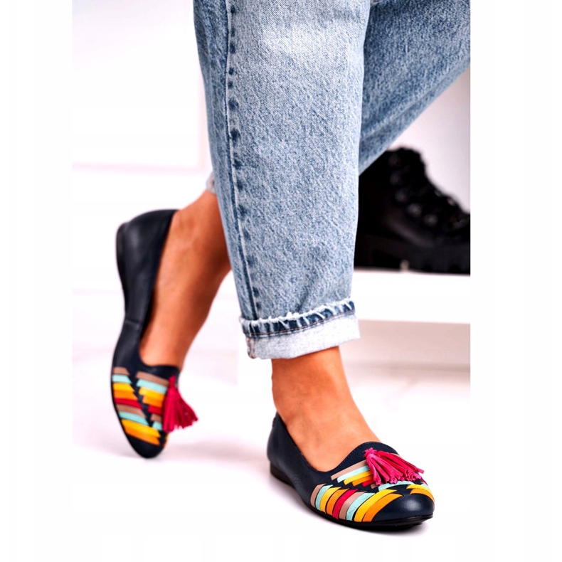 Maciejka Ballerine In Pelle Con Frange Blu Navy 04016-17 multicolore 2