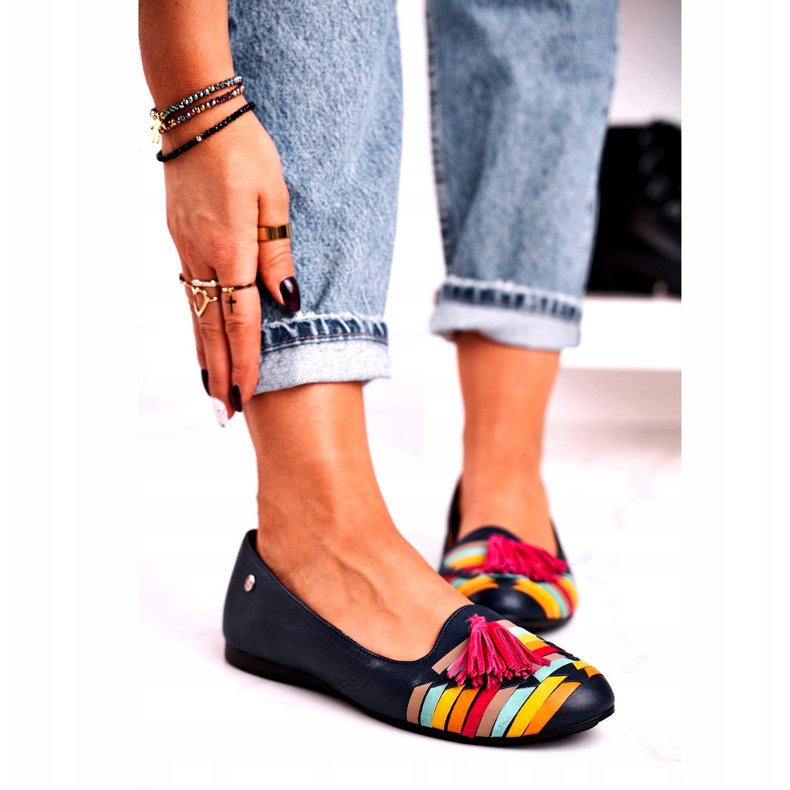 Maciejka Ballerine In Pelle Con Frange Blu Navy 04016-17 multicolore 1