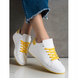 SHELOVET Sneakers Bianche Con Ecopelle bianco giallo 2