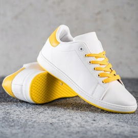 SHELOVET Sneakers Bianche Con Ecopelle bianca giallo 1
