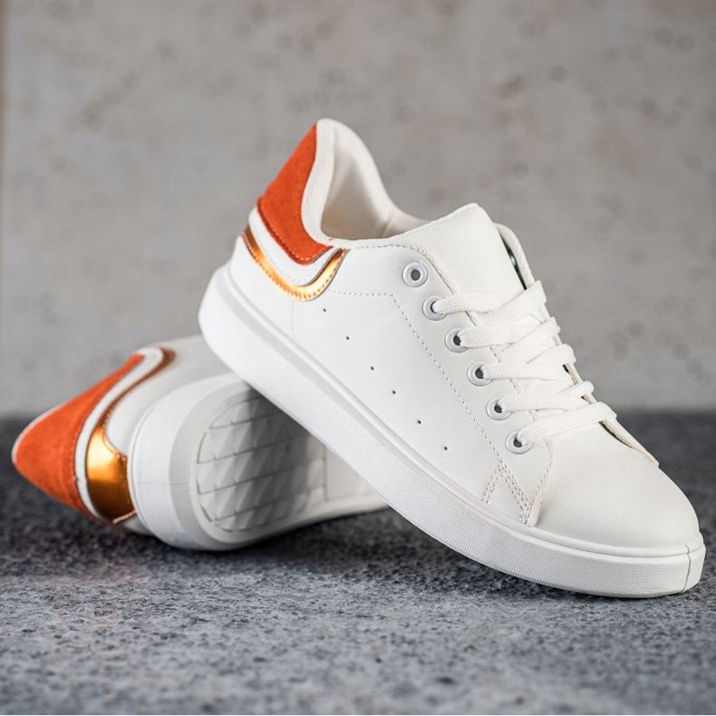 SHELOVET Sneakers Con Inserto Arancio bianca 1