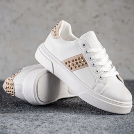 SHELOVET Scarpe Da Ginnastica Con Ornamenti beige bianco d'oro 1