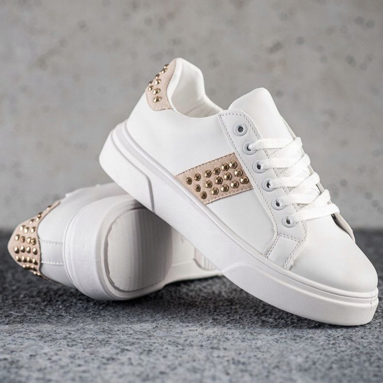SHELOVET Scarpe Da Ginnastica Con Ornamenti beige bianco d'oro 1