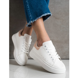 SHELOVET Sneakers bianche sulla piattaforma bianco 2