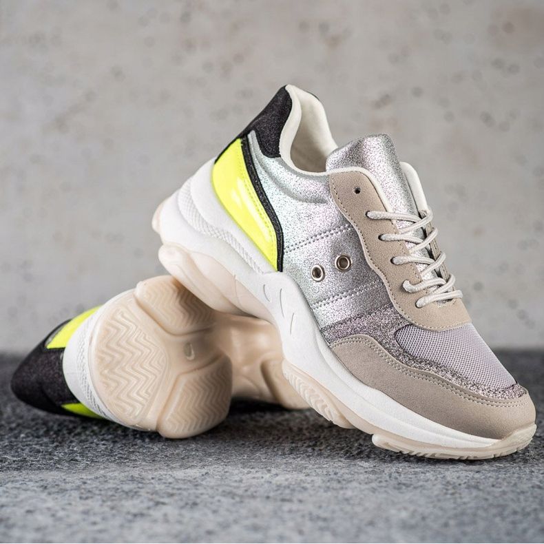 SHELOVET Comode sneakers alla moda d'argento multicolore 1