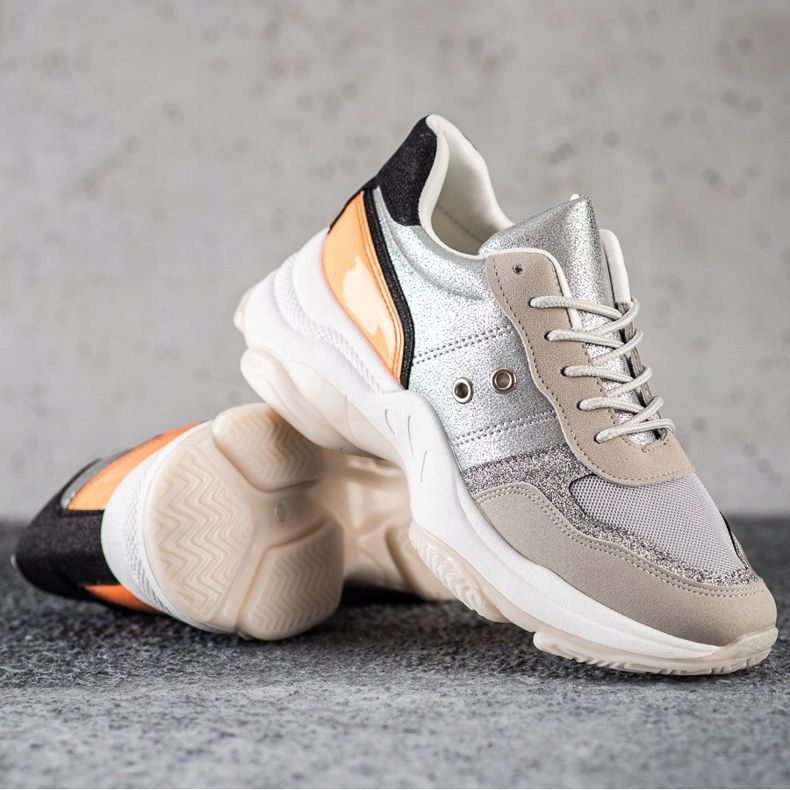 SHELOVET Comode sneakers alla moda d'argento multicolore 1