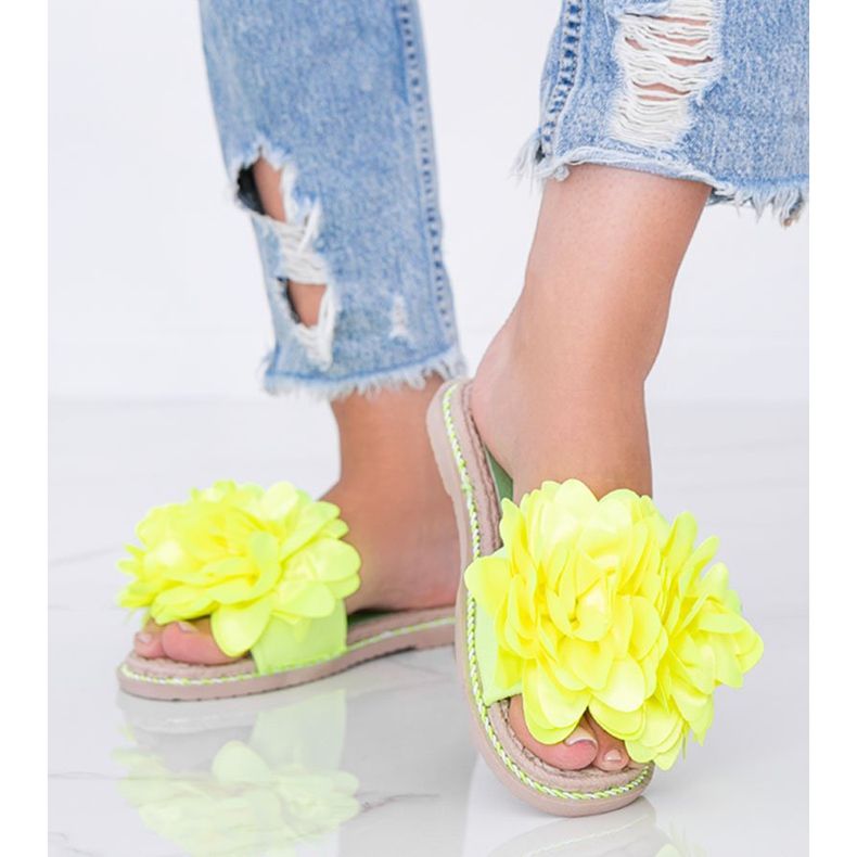 Pantofole da donna giallo fluo Dain verde 1