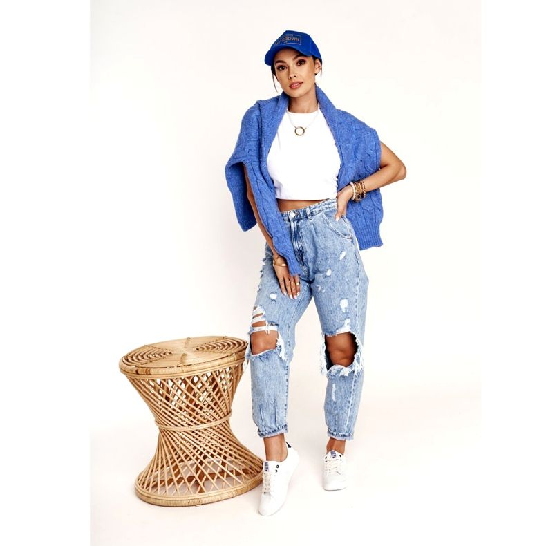 Sneakers da donna in pelle Big Star BB274211 bianche e blu navy bianca 1