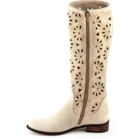 Olivier Stivali da donna traforati beige chiaro 1