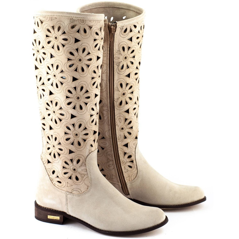 Olivier Stivali da donna traforati beige chiaro 2