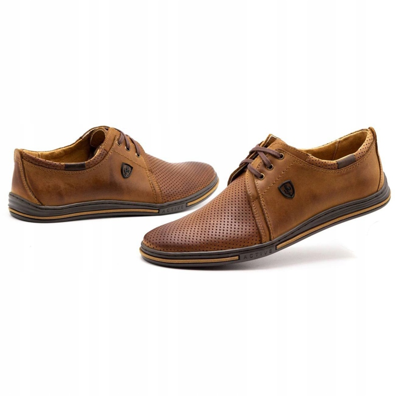 Polbut Scarpe in pelle maschile 343p Openwork Camel marrone 4