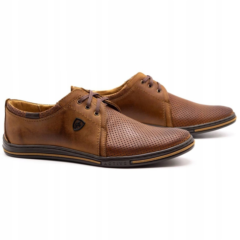 Polbut Scarpe in pelle maschile 343p Openwork Camel marrone 1