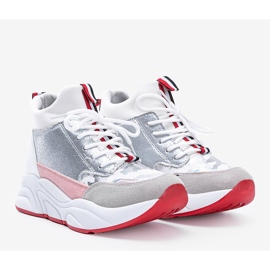 Sneakers bianche su una spessa suola Cassadi bianca d'argento multicolore 1