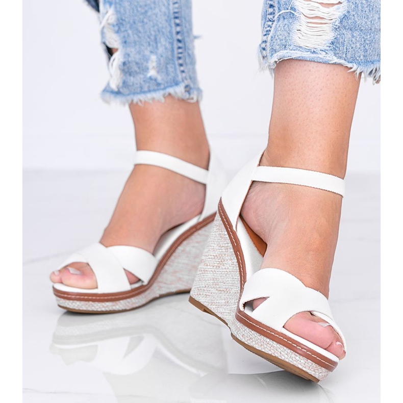 Sandali con zeppa bianchi Marcy bianca 1