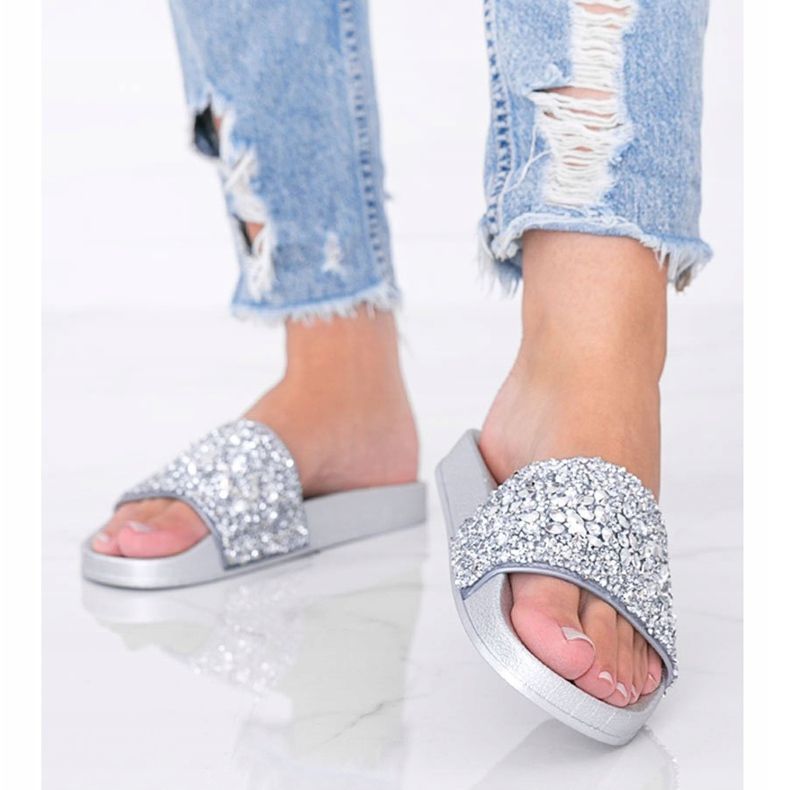 Pantofole Bling Bling argento da donna d'argento 1