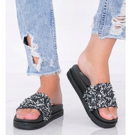 Pantofole nere con zirconi Love Bling nero 1