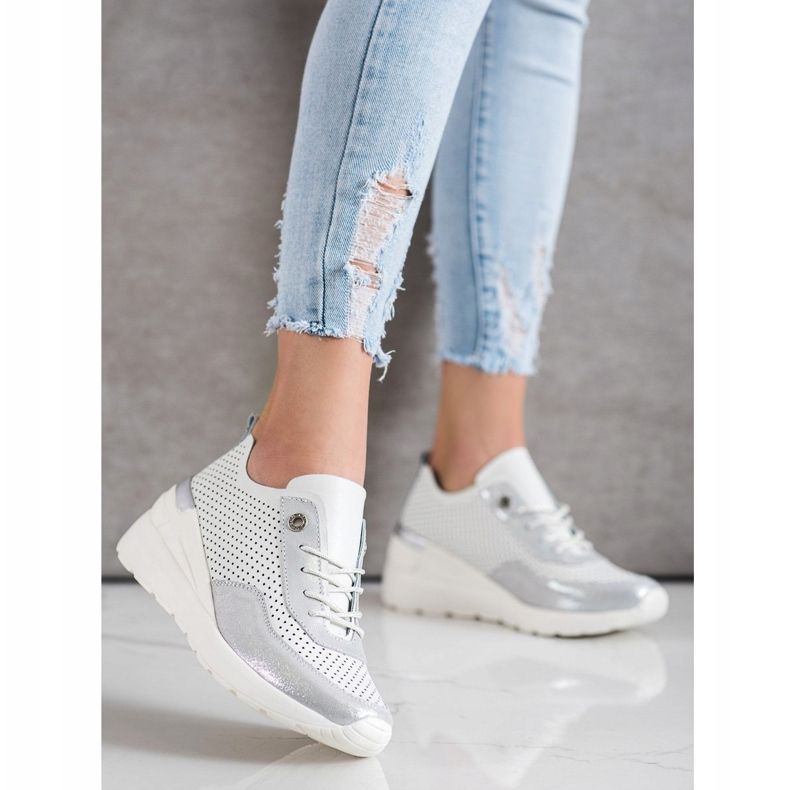 Goodin Sneakers con zeppa in pelle bianco 1