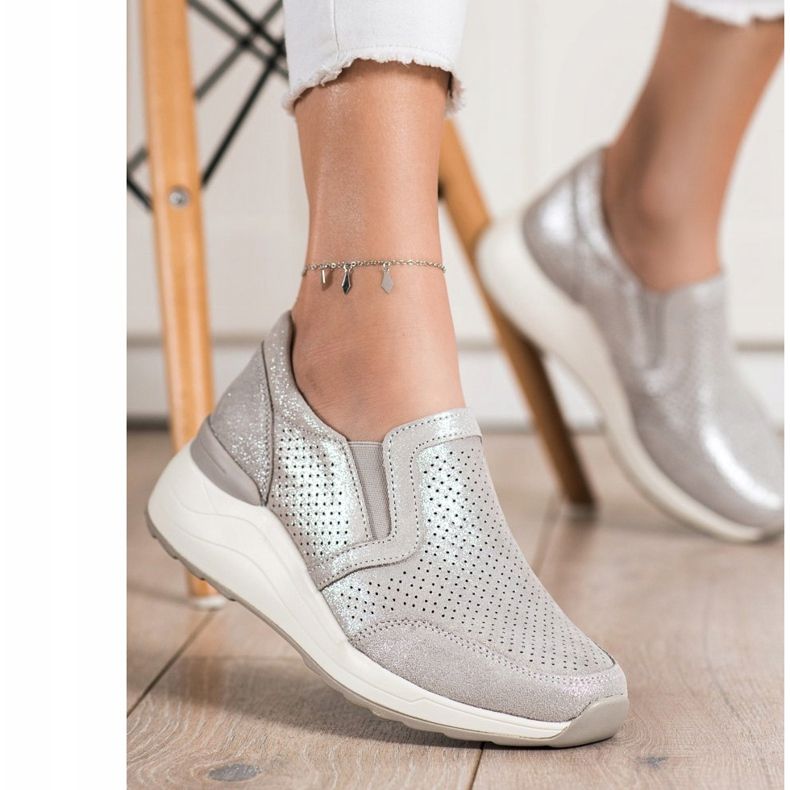 Goodin Sneakers In Pelle Con Glitter beige 2