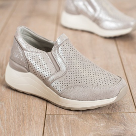 Goodin Sneakers In Pelle Con Glitter beige 1