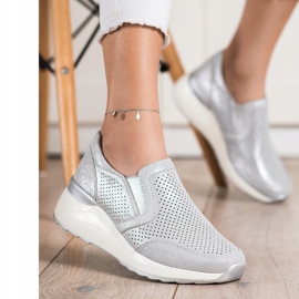 Goodin Sneakers In Pelle Con Glitter grigio 1