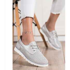 Goodin Scarpe traforate in pelle multicolore d'oro 1