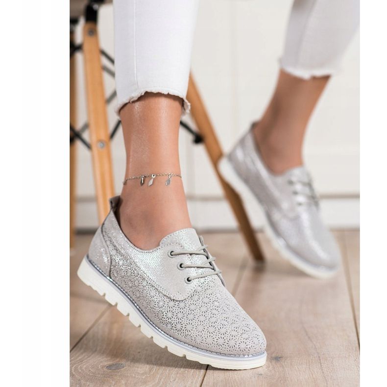 Goodin Scarpe traforate in pelle multicolore d'oro 1